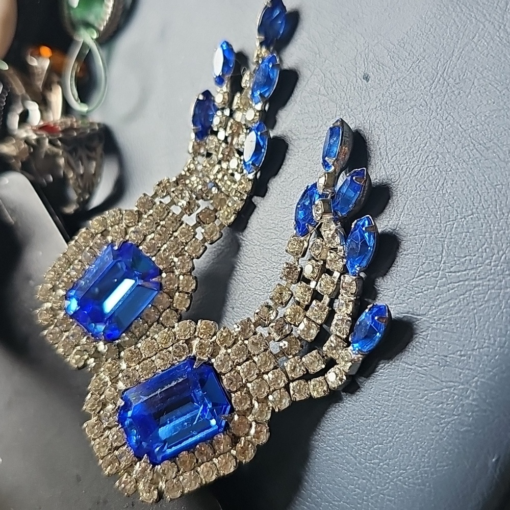 Blue Rhinestone Clipons